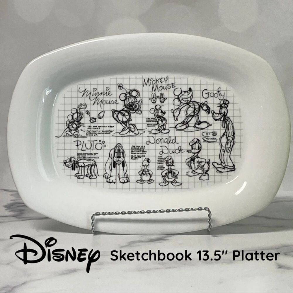 Disney Sketchbook 13.5" Ceramic Serving Platter – Classic Character Art